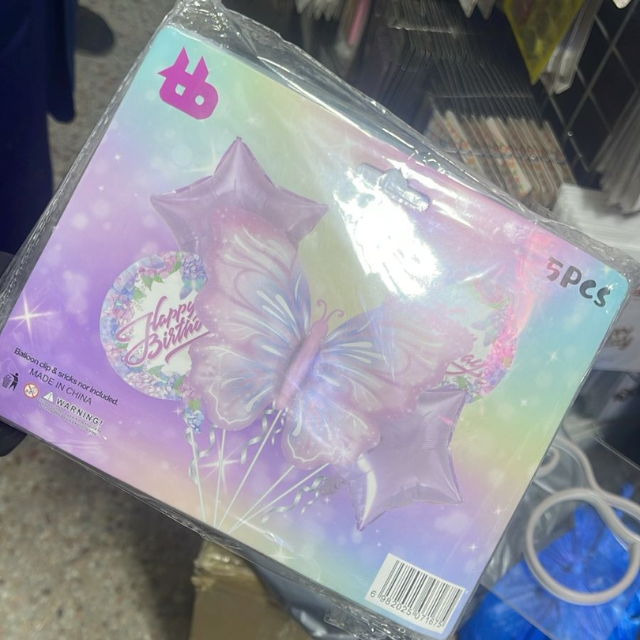 5 Pcs Pastel Butterfly Birthday Balloon Bouquet Kit (Foil)