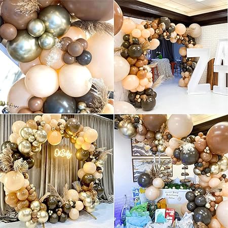 155 Pc Boho Coffee Brown Balloon Garland Kit | Neutral Arch Decorations