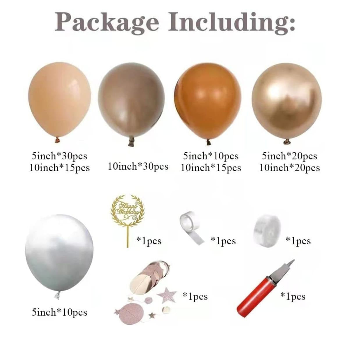 155 Pc Boho Coffee Brown Balloon Garland Kit | Neutral Arch Decorations