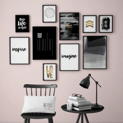 Motivational Wooden Wall Art Frame Set of 10 | Inspirational Quotes & Modern Decor Frames in Multi Sizes for Home, Office & Study Room Decoration