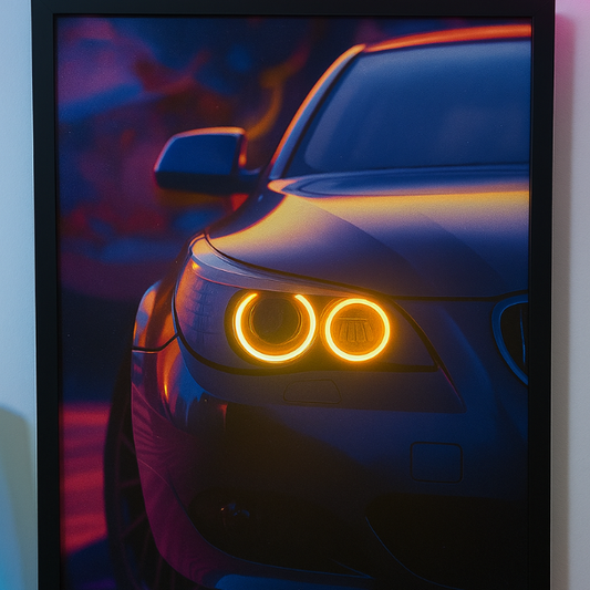 Vibrant BMW Angel Eyes Car Canvas Neon Frame | 18x24 LED Art
