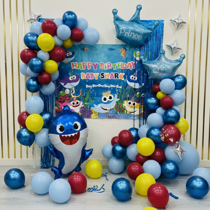 Deluxe Baby Shark Birthday Balloon & Poster Kit (50+ Pcs)