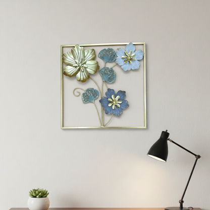 Square Metal Flower Wall Art Frame - 16 \16Inch Modern Decor