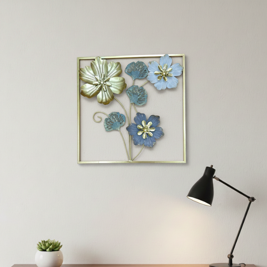 Square Metal Flower Wall Art Frame - 16 \16Inch Modern Decor