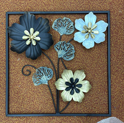 Square Metal Flower Wall Art Frame - 16 \16Inch Modern Decor