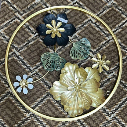 Circular Metal Flower Wall Art Frame - 16 \16 Inch Round Decor